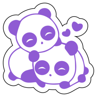 Cute Panda Couple In Love Sticker (Lavender)